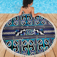 Maori Matariki Beach Blanket Blue Galaxy Aesthetic Koru Art