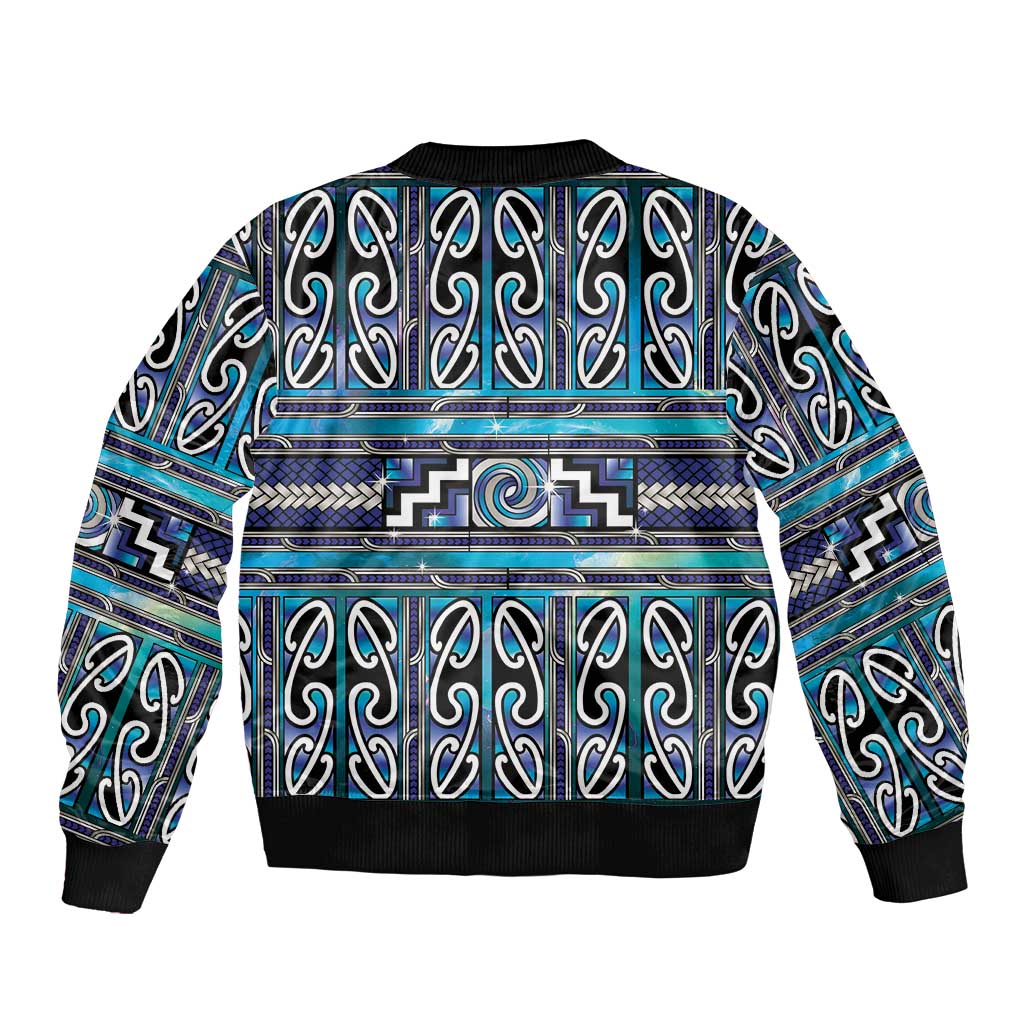Maori Matariki Bomber Jacket Blue Galaxy Aesthetic Koru Art