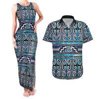 Maori Matariki Couples Matching Tank Maxi Dress and Hawaiian Shirt Blue Galaxy Aesthetic Koru Art LT01 Blue - Polynesian Pride