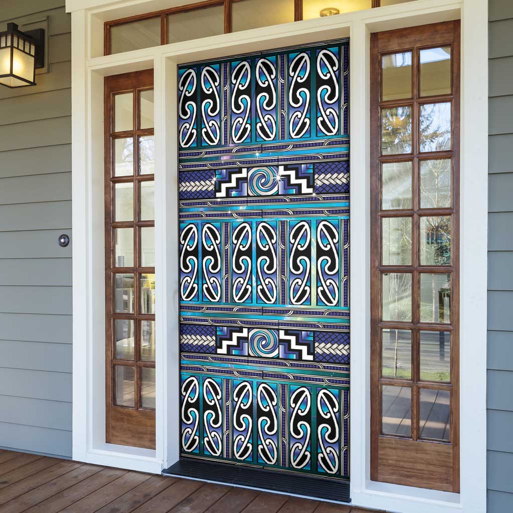 Maori Matariki Door Cover Blue Galaxy Aesthetic Koru Art