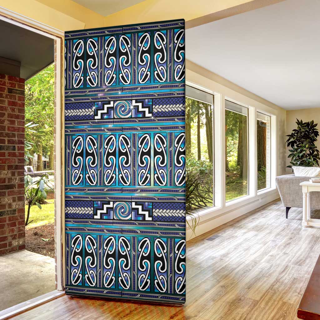 Maori Matariki Door Cover Blue Galaxy Aesthetic Koru Art