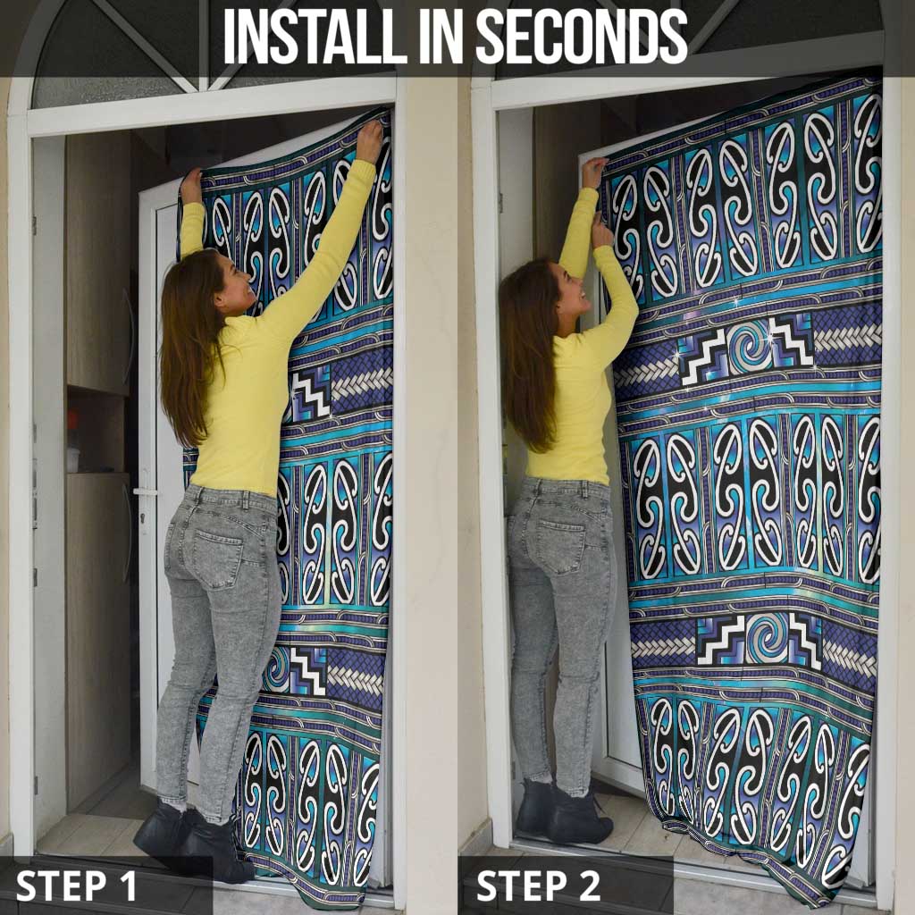 Maori Matariki Door Cover Blue Galaxy Aesthetic Koru Art