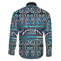 Maori Matariki Family Matching Off The Shoulder Long Sleeve Dress and Hawaiian Shirt Blue Galaxy Aesthetic Koru Art LT01 - Polynesian Pride