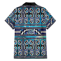 Maori Matariki Family Matching Off Shoulder Maxi Dress and Hawaiian Shirt Blue Galaxy Aesthetic Koru Art LT01 - Polynesian Pride