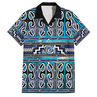 Maori Matariki Family Matching Puletasi and Hawaiian Shirt Blue Galaxy Aesthetic Koru Art LT01 Dad's Shirt - Short Sleeve Blue - Polynesian Pride