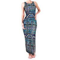 Maori Matariki Family Matching Tank Maxi Dress and Hawaiian Shirt Blue Galaxy Aesthetic Koru Art LT01 Mom's Dress Blue - Polynesian Pride