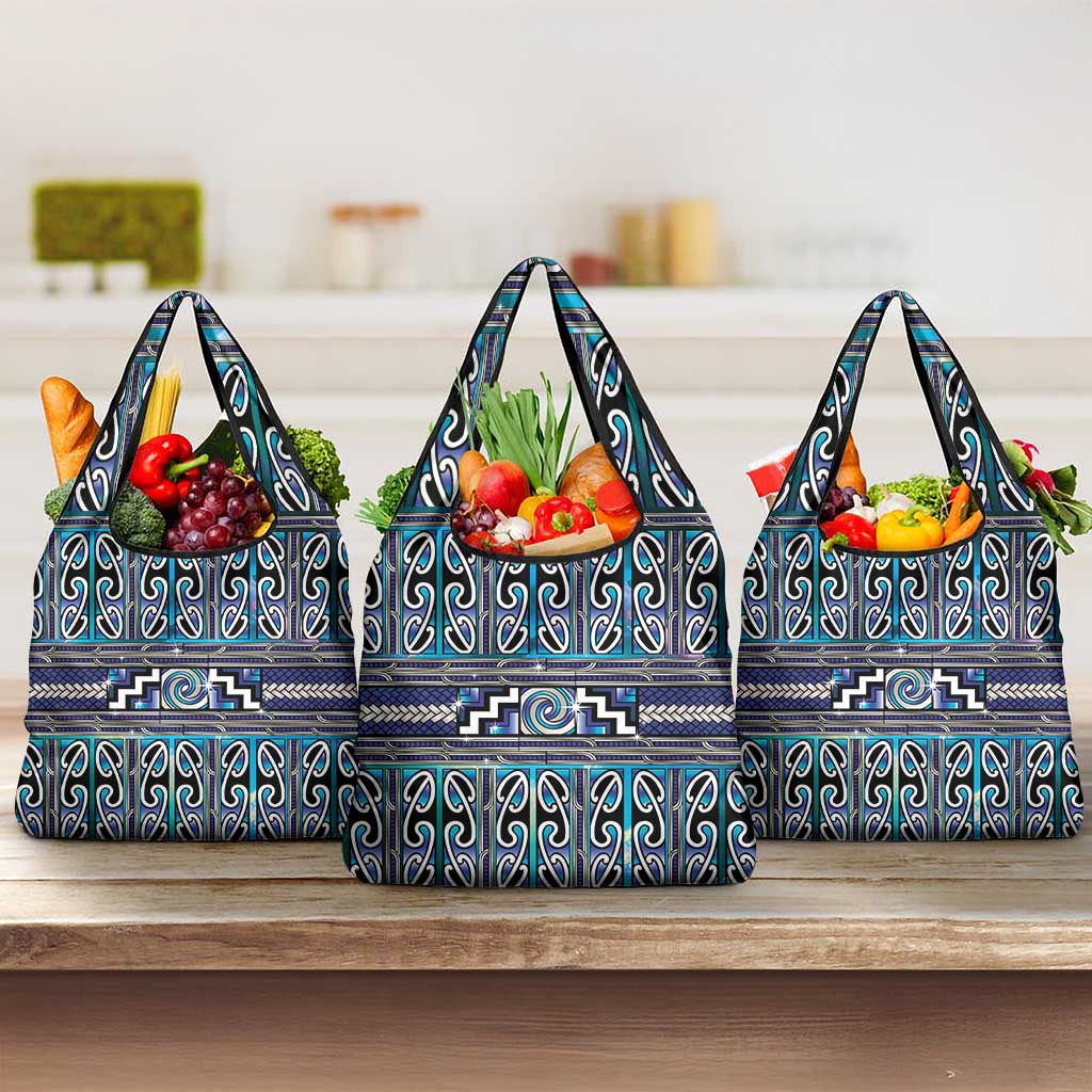 Maori Matariki Grocery Bag Blue Galaxy Aesthetic Koru Art