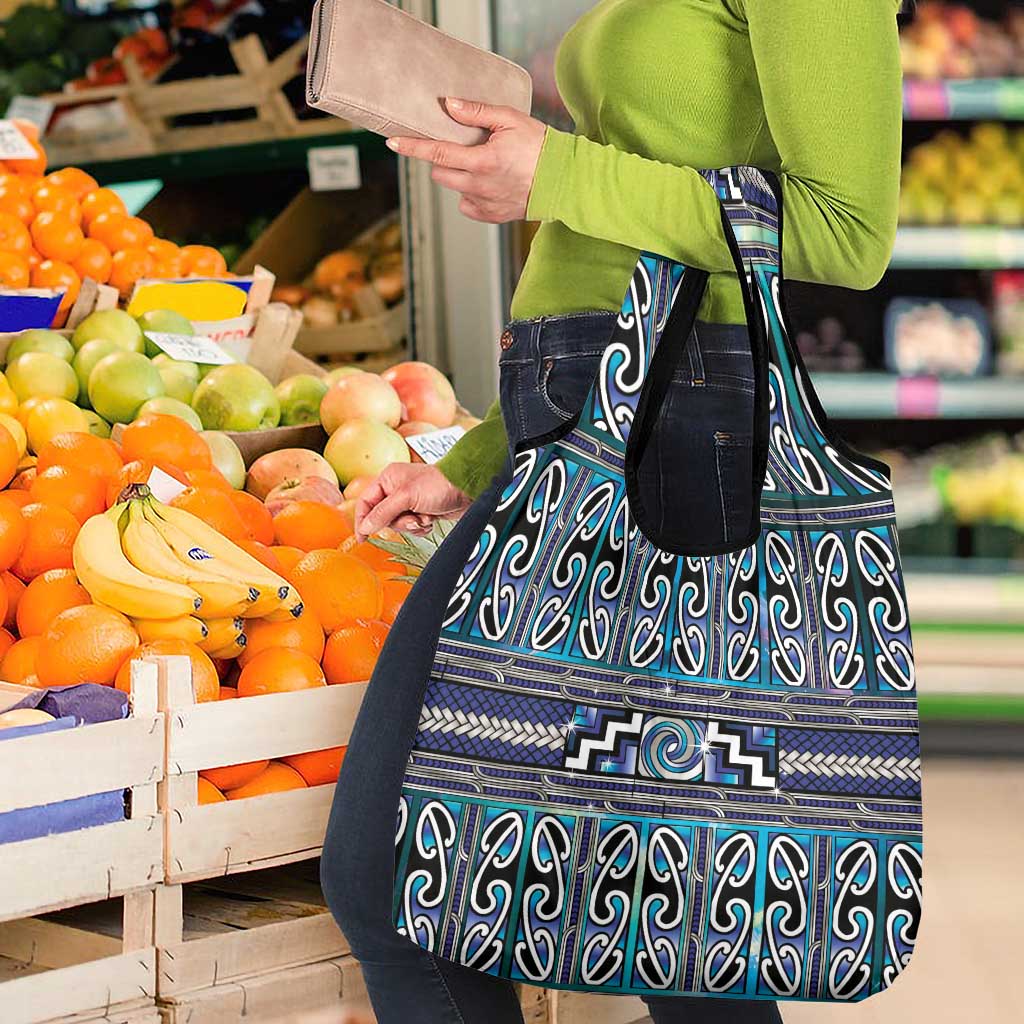 Maori Matariki Grocery Bag Blue Galaxy Aesthetic Koru Art