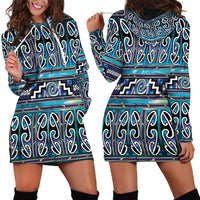 Maori Matariki Hoodie Dress Blue Galaxy Aesthetic Koru Art