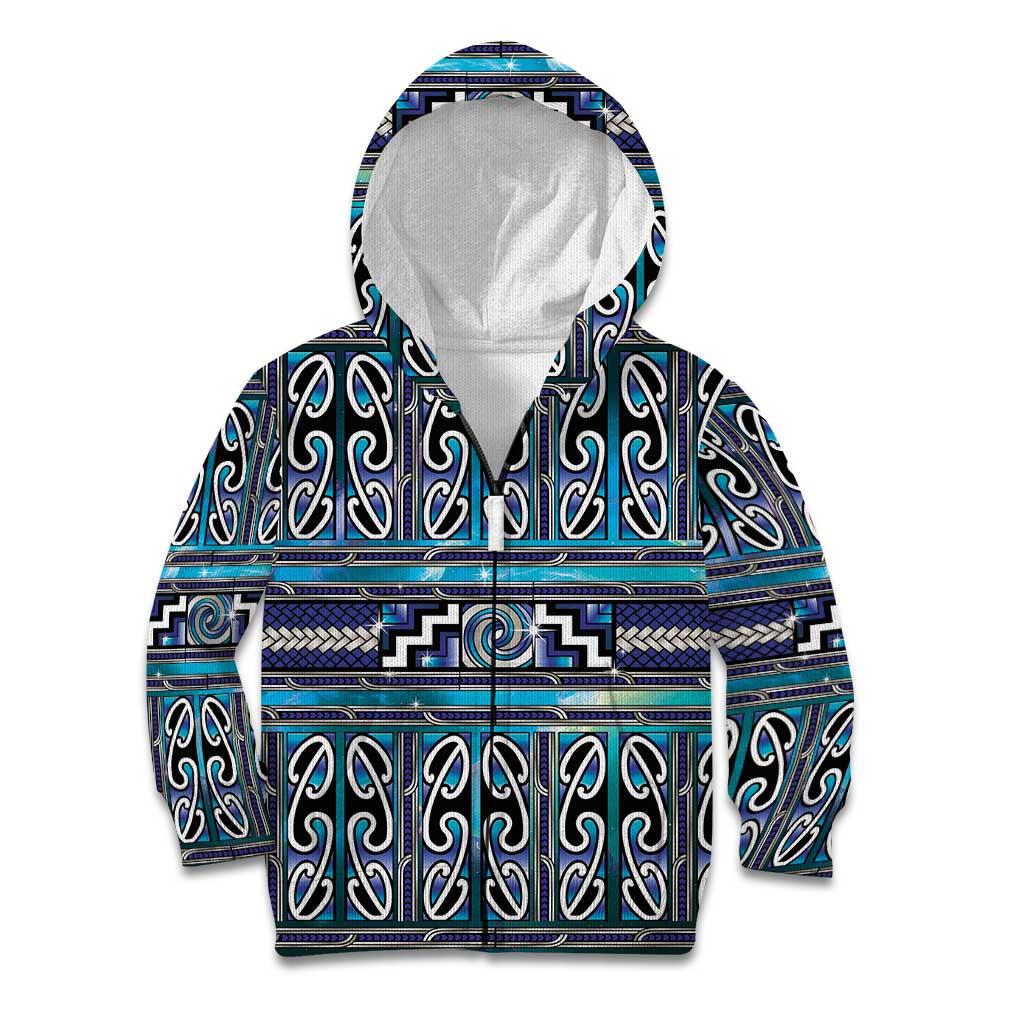 Maori Matariki Kid Hoodie Blue Galaxy Aesthetic Koru Art