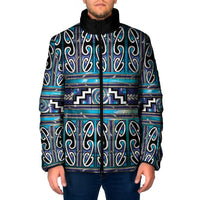 Maori Matariki Padded Jacket Blue Galaxy Aesthetic Koru Art