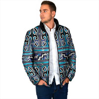 Maori Matariki Padded Jacket Blue Galaxy Aesthetic Koru Art