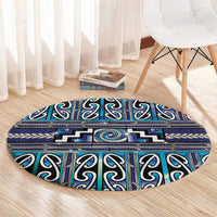 Maori Matariki Round Carpet Blue Galaxy Aesthetic Koru Art