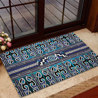 Maori Matariki Rubber Doormat Blue Galaxy Aesthetic Koru Art