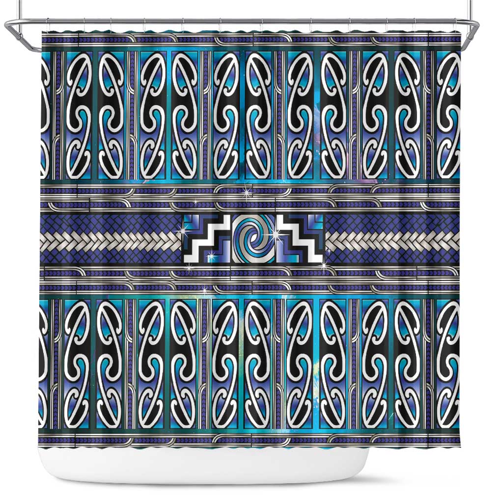 Maori Matariki Shower Curtain Blue Galaxy Aesthetic Koru Art