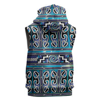 Maori Matariki Sleeveless Zip Hoodie Blue Galaxy Aesthetic Koru Art