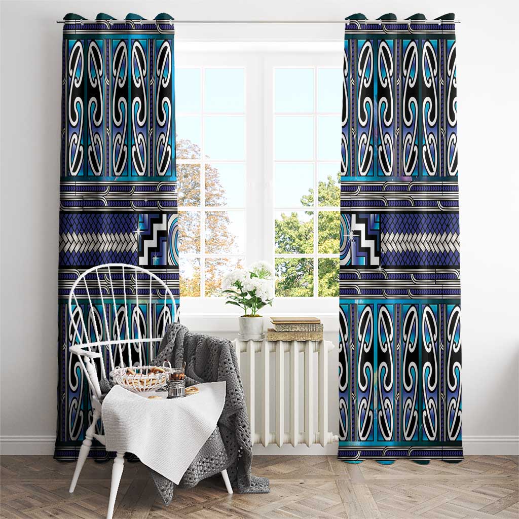 Maori Matariki Window Curtain Blue Galaxy Aesthetic Koru Art
