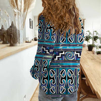 Maori Matariki Women Casual Shirt Blue Galaxy Aesthetic Koru Art LT01 - Polynesian Pride