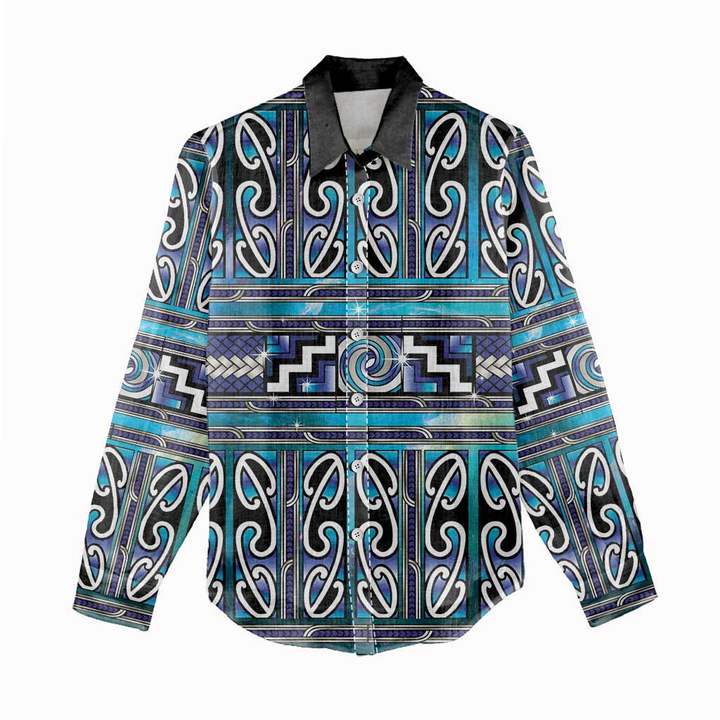 Maori Matariki Women Casual Shirt Blue Galaxy Aesthetic Koru Art LT01 - Polynesian Pride