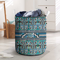 Maori Matariki Laundry Basket Green Galaxy Aesthetic Koru Art