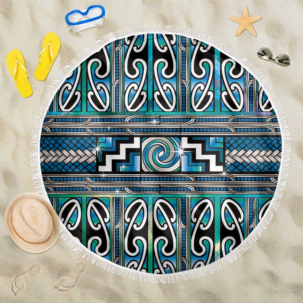 Maori Matariki Beach Blanket Green Galaxy Aesthetic Koru Art