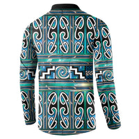 Maori Matariki Button Sweatshirt Green Galaxy Aesthetic Koru Art