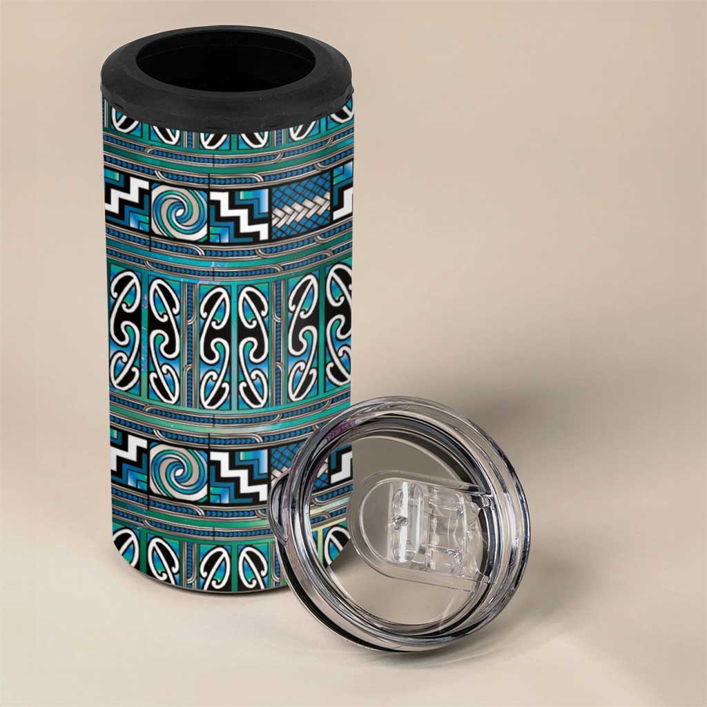 Maori Matariki 4 in 1 Can Cooler Tumbler Green Galaxy Aesthetic Koru Art