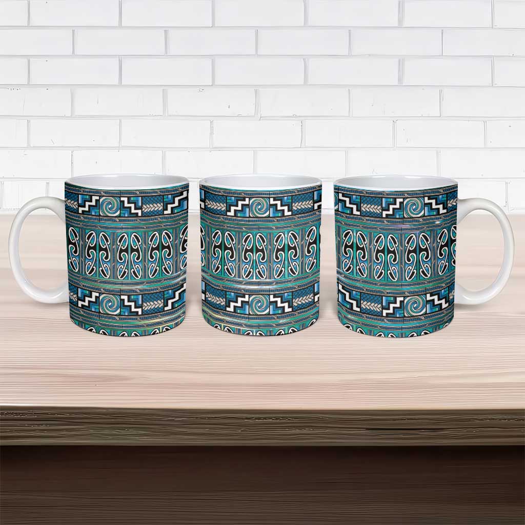 Maori Matariki Ceramic Mug Green Galaxy Aesthetic Koru Art