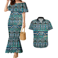 Maori Matariki Couples Matching Mermaid Dress and Hawaiian Shirt Green Galaxy Aesthetic Koru Art LT01 Green - Polynesian Pride