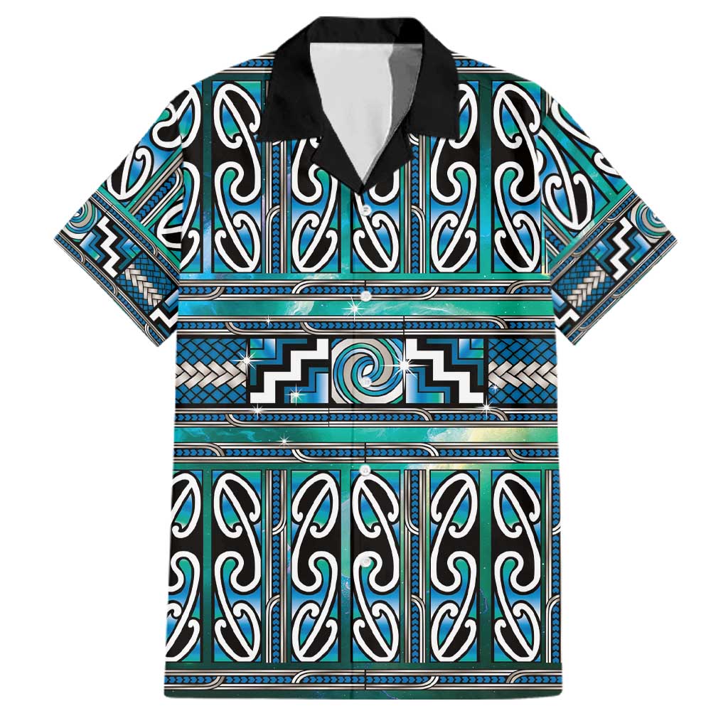 Maori Matariki Family Matching Long Sleeve Bodycon Dress and Hawaiian Shirt Green Galaxy Aesthetic Koru Art LT01 Dad's Shirt - Short Sleeve Green - Polynesian Pride