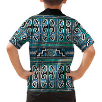Maori Matariki Family Matching Off Shoulder Short Dress and Hawaiian Shirt Green Galaxy Aesthetic Koru Art LT01 - Polynesian Pride
