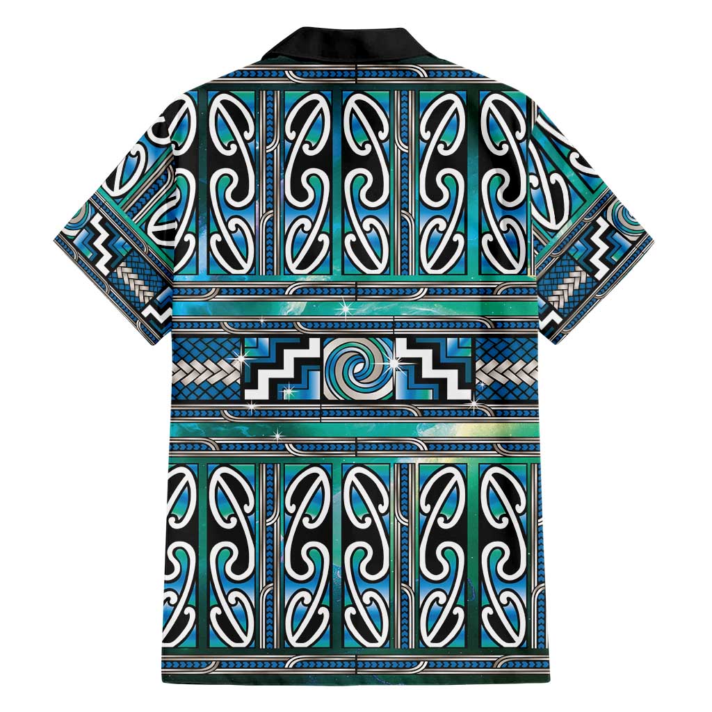 Maori Matariki Family Matching Short Sleeve Bodycon Dress and Hawaiian Shirt Green Galaxy Aesthetic Koru Art LT01 - Polynesian Pride