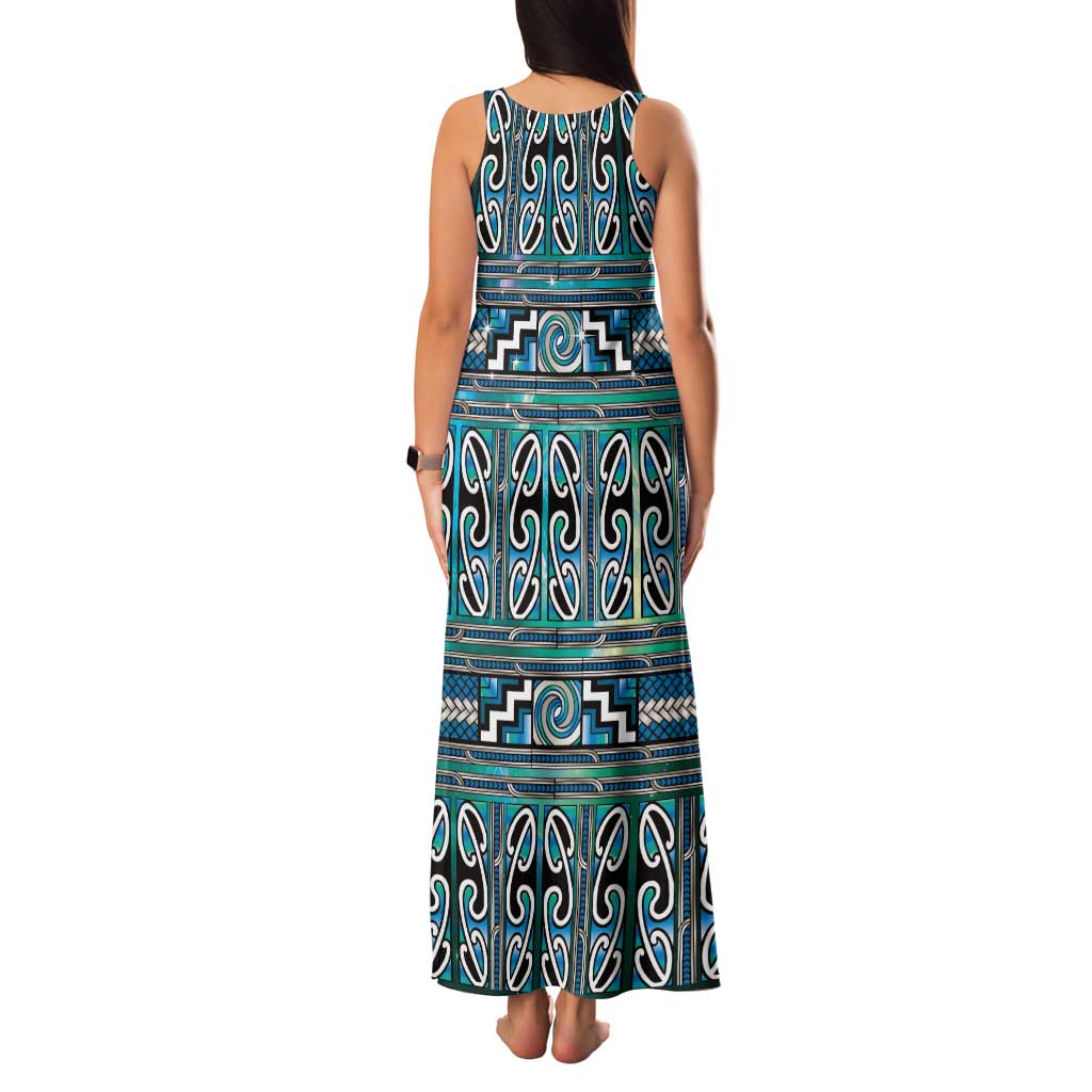 Maori Matariki Family Matching Tank Maxi Dress and Hawaiian Shirt Green Galaxy Aesthetic Koru Art LT01 - Polynesian Pride
