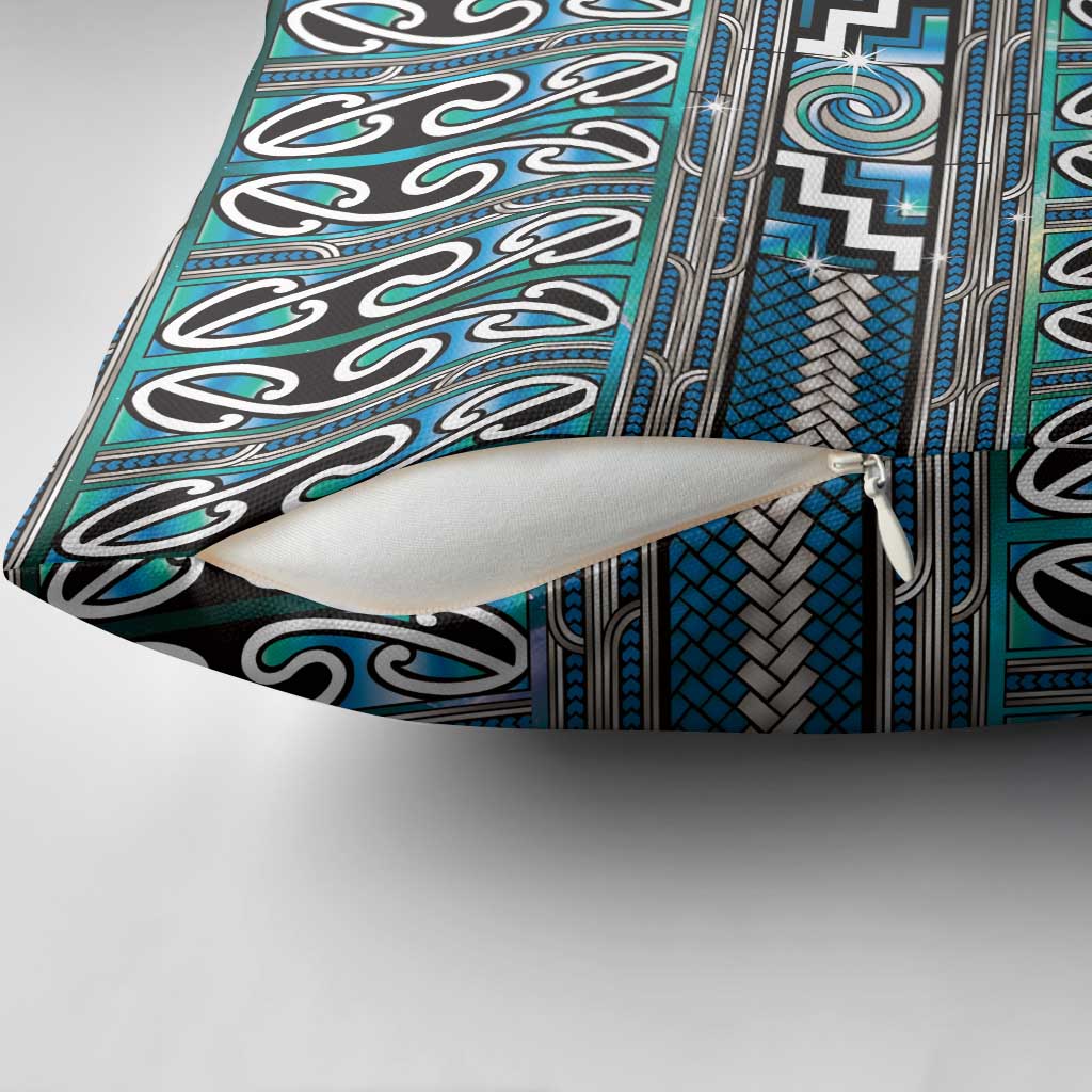 Maori Matariki Pillow Cover Green Galaxy Aesthetic Koru Art