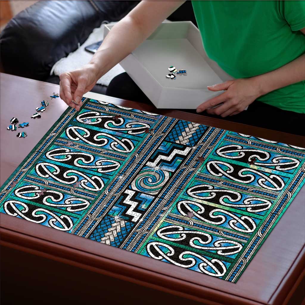Maori Matariki Puzzle Green Galaxy Aesthetic Koru Art