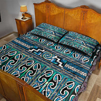 Maori Matariki Quilt Bed Set Green Galaxy Aesthetic Koru Art