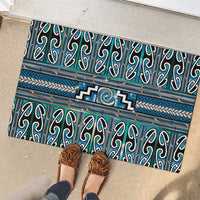 Maori Matariki Rubber Doormat Green Galaxy Aesthetic Koru Art