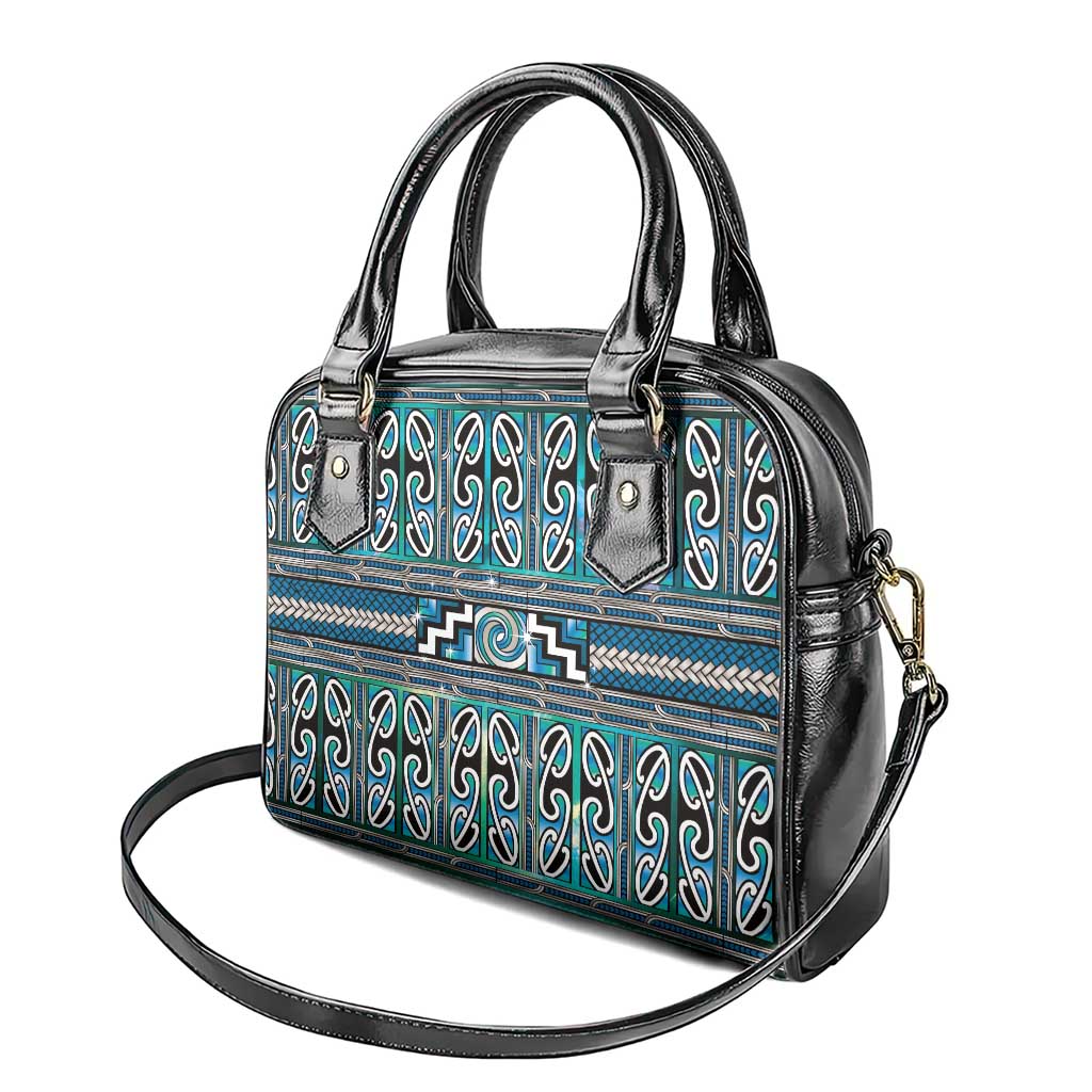 Maori Matariki Shoulder Handbag Green Galaxy Aesthetic Koru Art