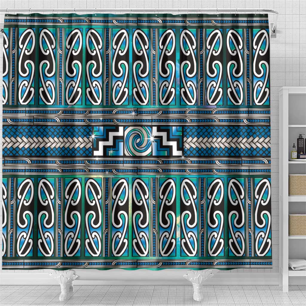 Maori Matariki Shower Curtain Green Galaxy Aesthetic Koru Art