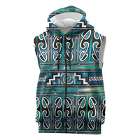 Maori Matariki Sleeveless Zip Hoodie Green Galaxy Aesthetic Koru Art LT01 Green - Polynesian Pride