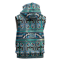 Maori Matariki Sleeveless Zip Hoodie Green Galaxy Aesthetic Koru Art LT01 - Polynesian Pride
