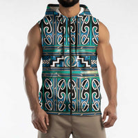 Maori Matariki Sleeveless Zip Hoodie Green Galaxy Aesthetic Koru Art LT01 - Polynesian Pride