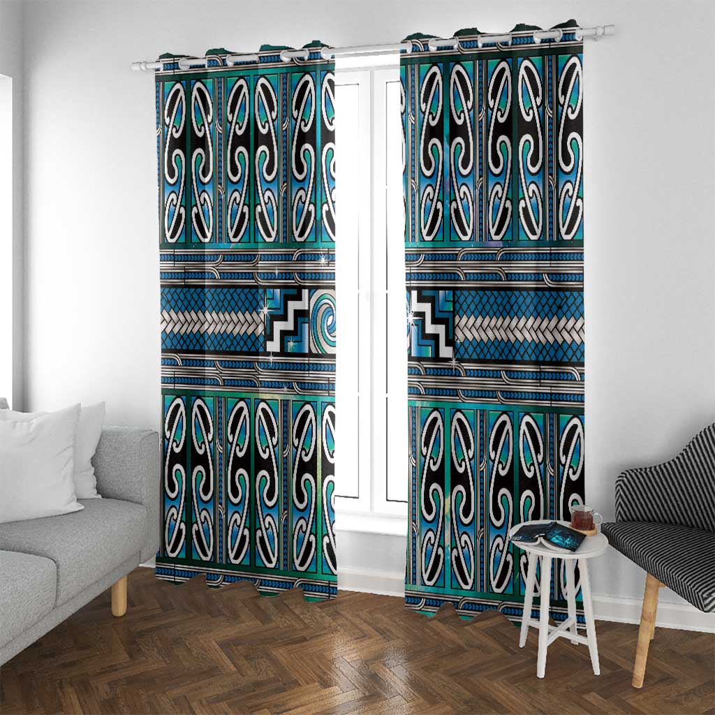 Maori Matariki Window Curtain Green Galaxy Aesthetic Koru Art
