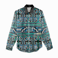 Maori Matariki Women Casual Shirt Green Galaxy Aesthetic Koru Art
