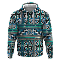 Maori Matariki Zip Hoodie Green Galaxy Aesthetic Koru Art