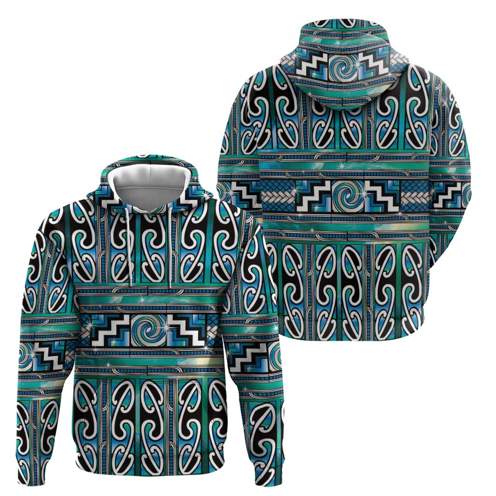 Maori Matariki Zip Hoodie Green Galaxy Aesthetic Koru Art