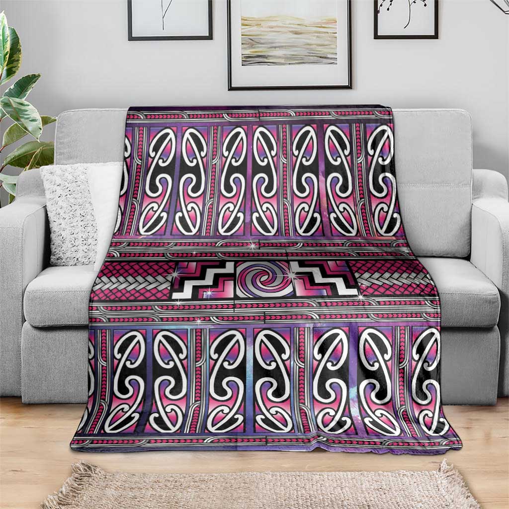 Maori Matariki Blanket Pink Galaxy Aesthetic Koru Art