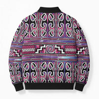 Maori Matariki Bomber Puffer Jacket Pink Galaxy Aesthetic Koru Art