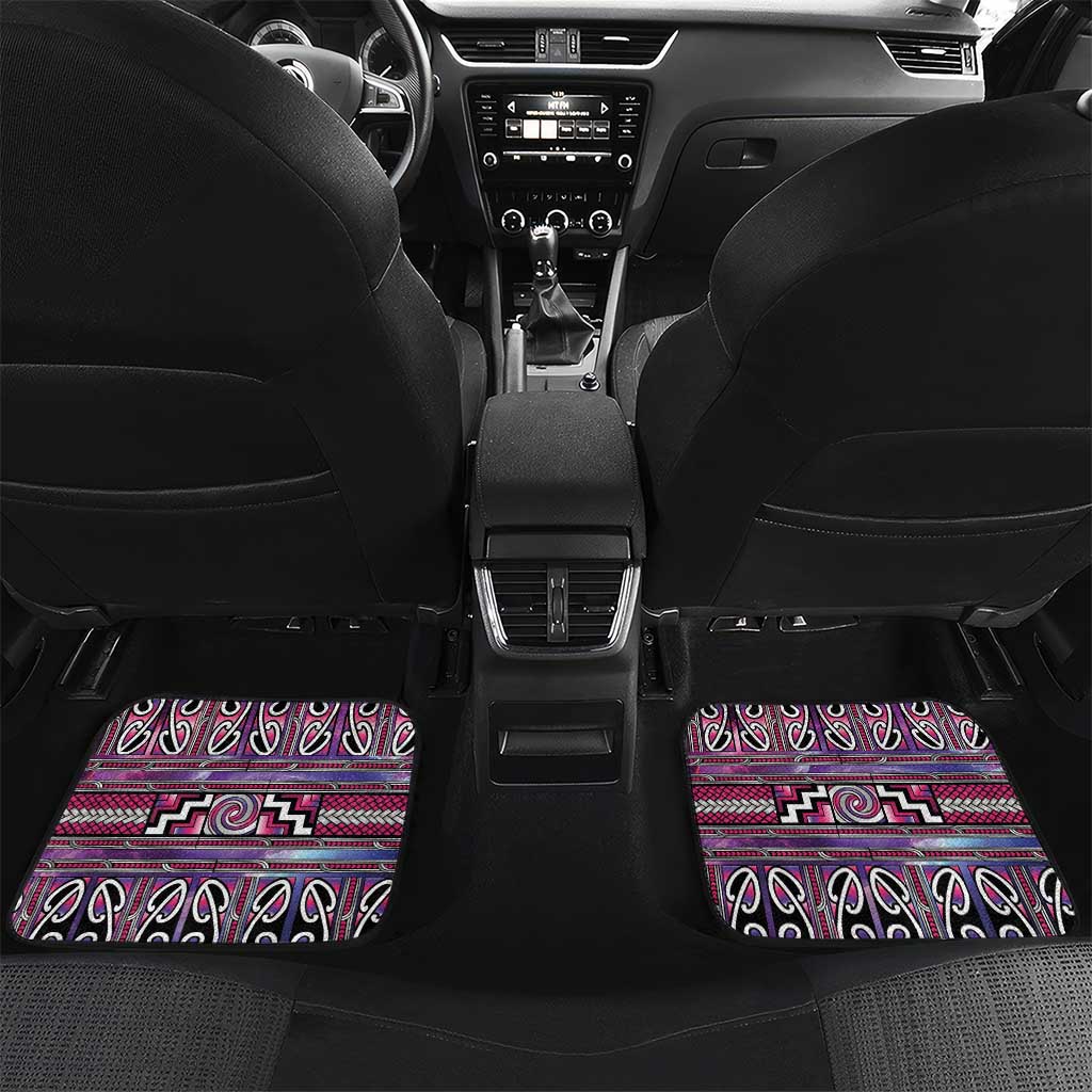 Maori Matariki Car Mats Pink Galaxy Aesthetic Koru Art