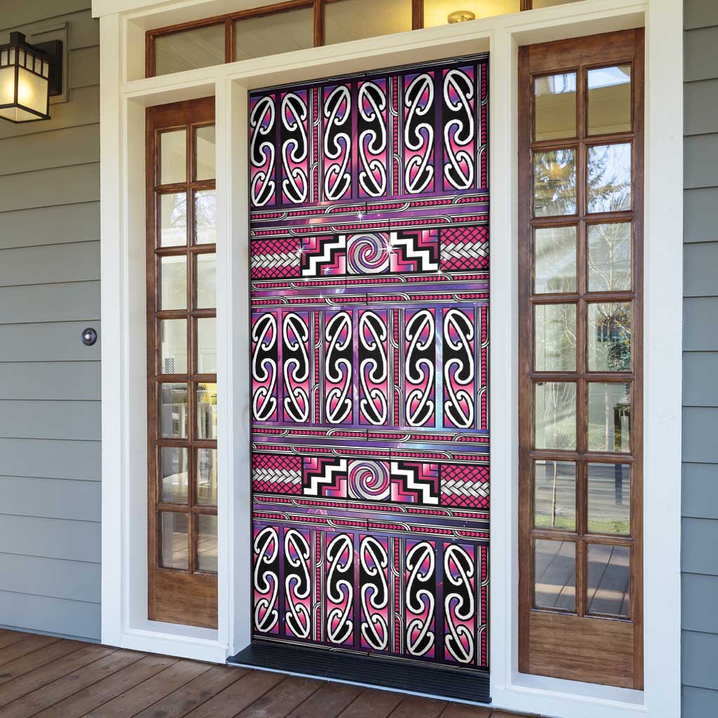 Maori Matariki Door Cover Pink Galaxy Aesthetic Koru Art LT01 - Polynesian Pride